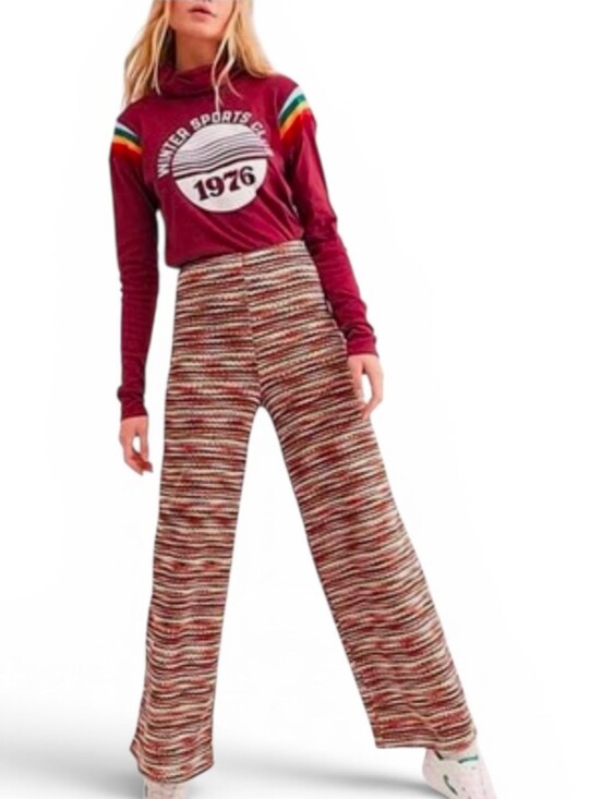 Free People Pants - FREE PEOPLE Multi Color Knit Wide Leg Pull On Pants - Large